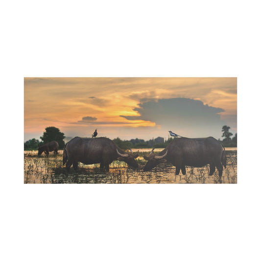 Satin Canvas Wall Art, Rustic Farm Scene, Vintage Home Decor, Unique Art Piece, Wall Hanging for Living Room, Nature Lovers Gift