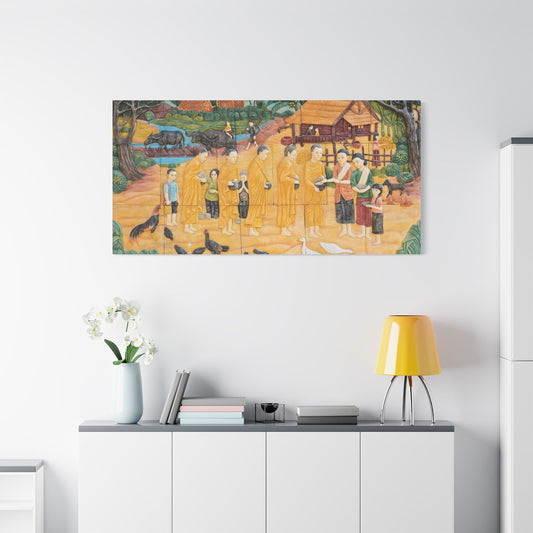 Satin Canvas Wall Art, Rustic Farm Scene, Vintage Home Decor, Unique Art Piece, Wall Hanging for Living Room, Nature Lovers Gift