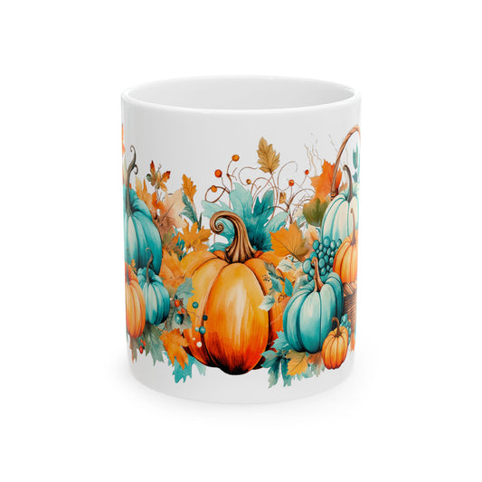 Autumn Pumpkin Teal & Orange Gift Mug