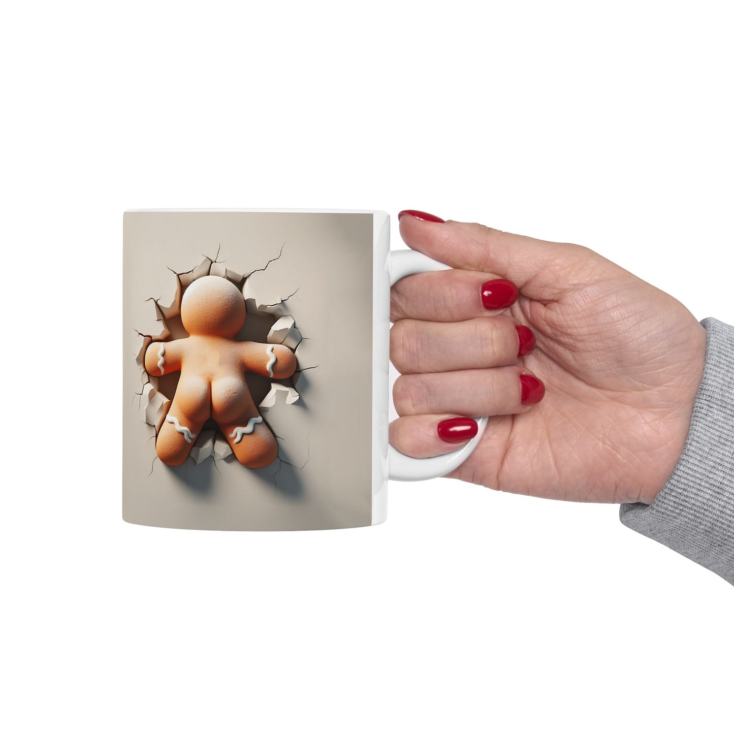 3D Cracked Wall Gingerbread Man Gift Mug
