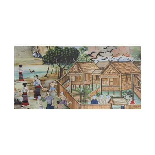 Satin Canvas Wall Art, Rustic Farm Scene, Vintage Home Decor, Unique Art Piece, Wall Hanging for Living Room, Nature Lovers Gift