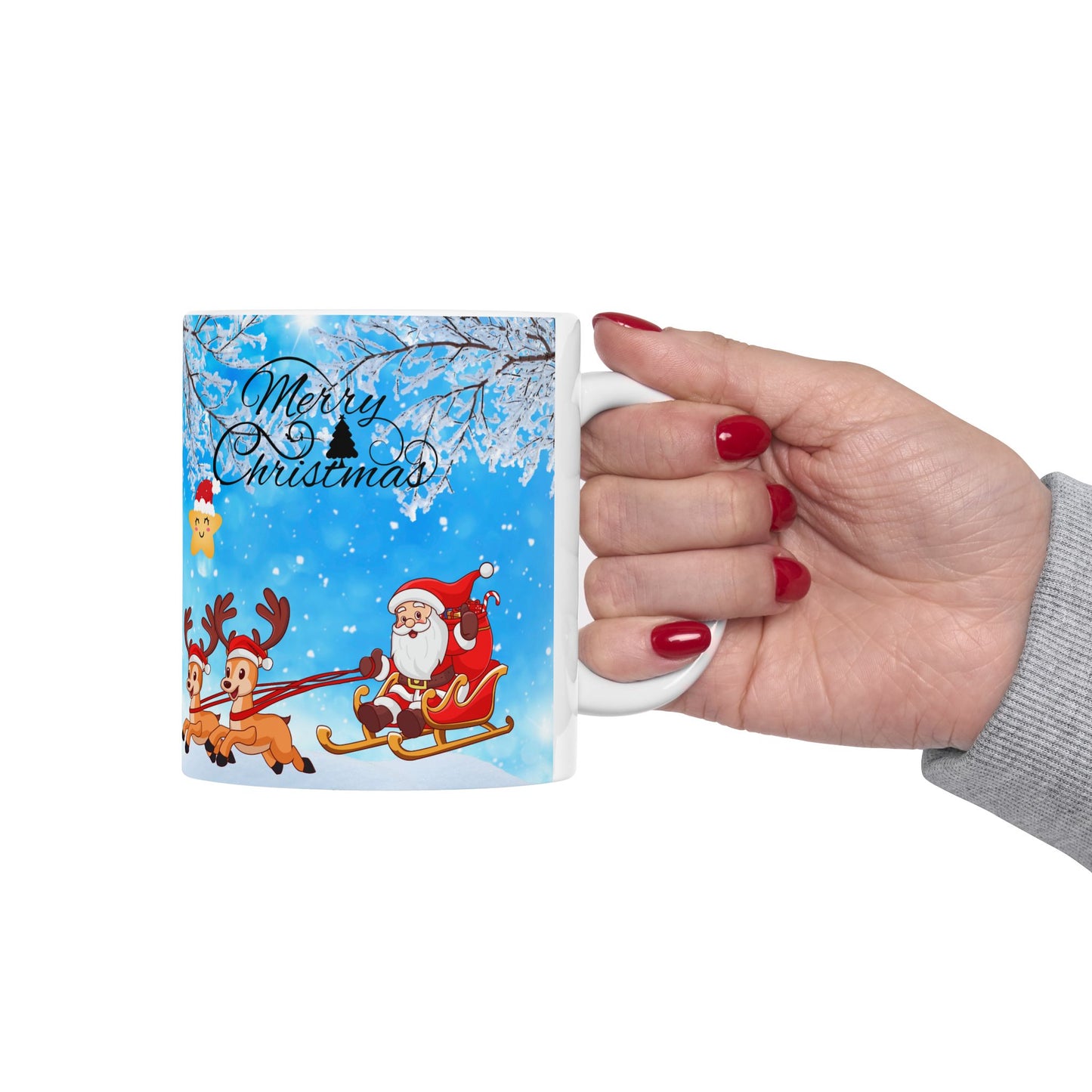 Snow Santa Sleigh Holiday Gift Mug