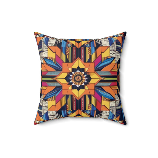 Boho Geometric Colorful Mandala Accent Star Cushion Throw Pillow