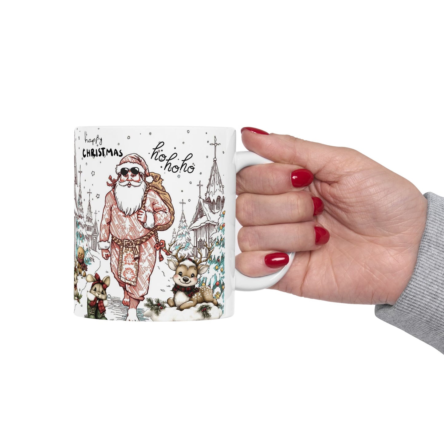 Cool Santa Christmas Village Holiday Scenic Gift Mug