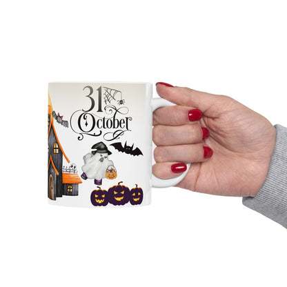 แก้วเซรามิกฮาโลวีน แก้วกาแฟชาสุดหลอน ลายผีฟักทอง ของตกแต่งบ้านฤดูใบไม้ร่วง ของขวัญธีมฮาโลวีน