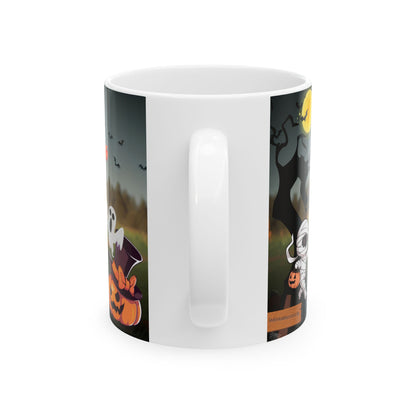 แก้วเซรามิกฮาโลวีน แก้วฮาโลวีนสุดสนุก แก้วกาแฟลายฟักทอง 11 ออนซ์ 15 ออนซ์ แก้วผี ของขวัญฮาโลวีนสำหรับเด็ก