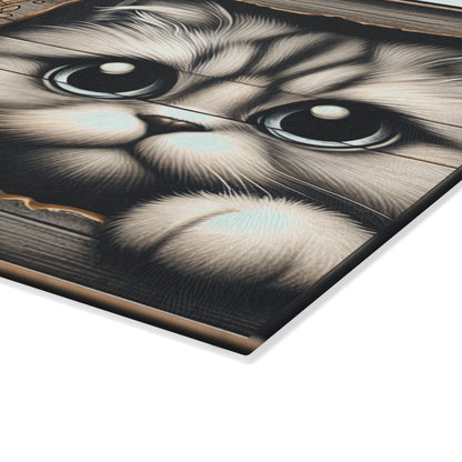 Cute Cat "Hello Is It Me You're Cooking For?" Kitchen Glass Cutting Board.