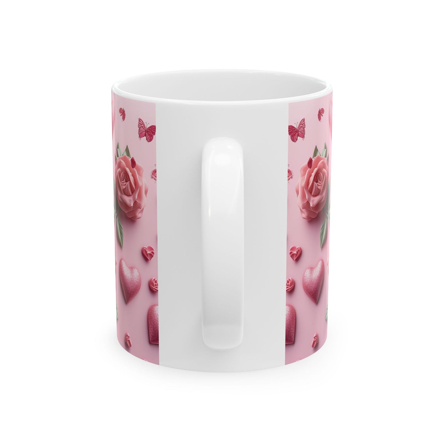 Pink Valentine Rose & Hearts Gift Mug