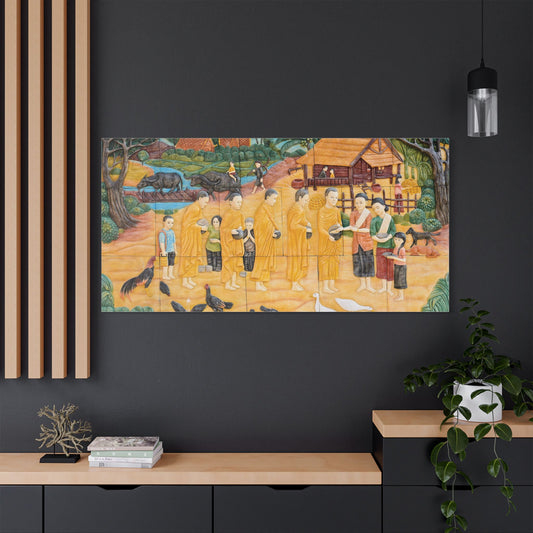 Satin Canvas Wall Art, Rustic Farm Scene, Vintage Home Decor, Unique Art Piece, Wall Hanging for Living Room, Nature Lovers Gift