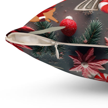 Santa, Reindeer & Candy Cane Christmas Train Pillow