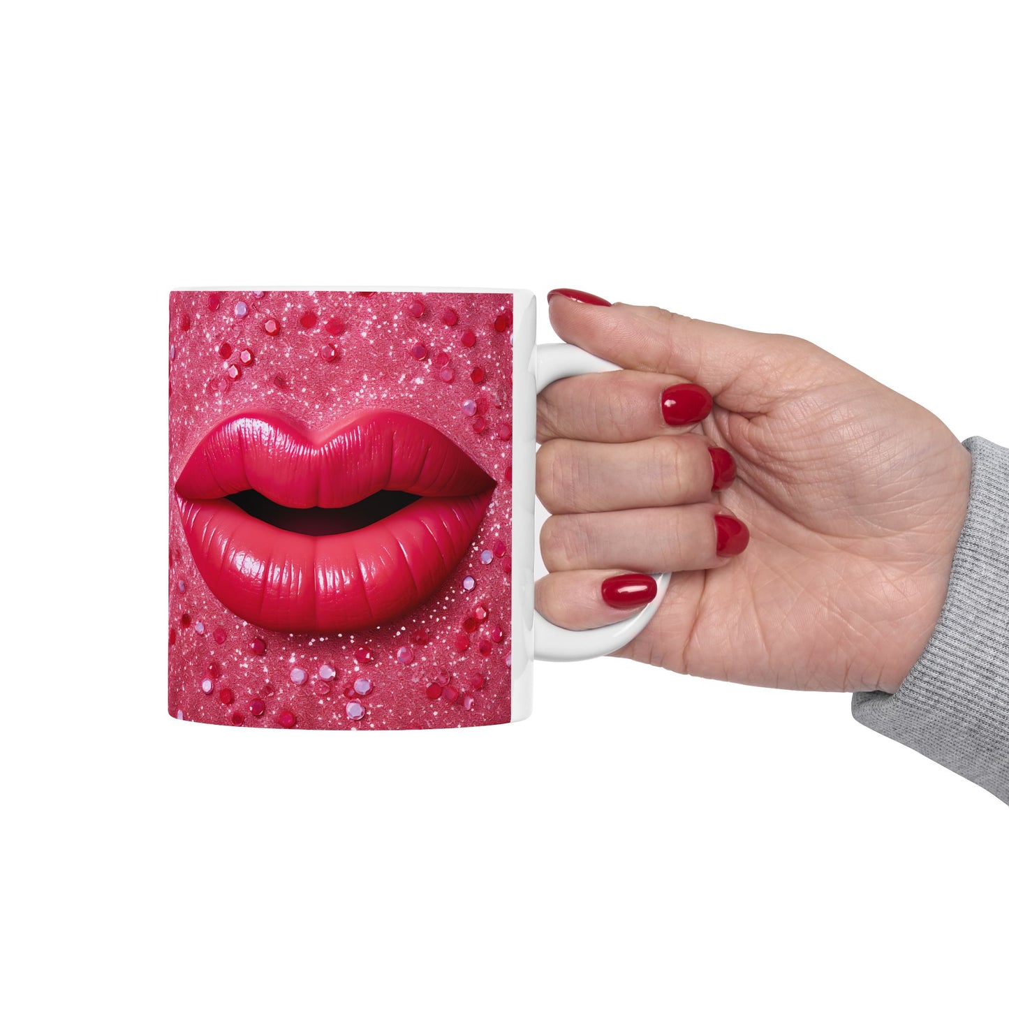 Pink Sparkle Lip Valentine Gift Mug