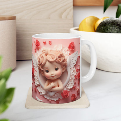 Cupid Angel Valentine’s Day Rose Pattern Gift Mug