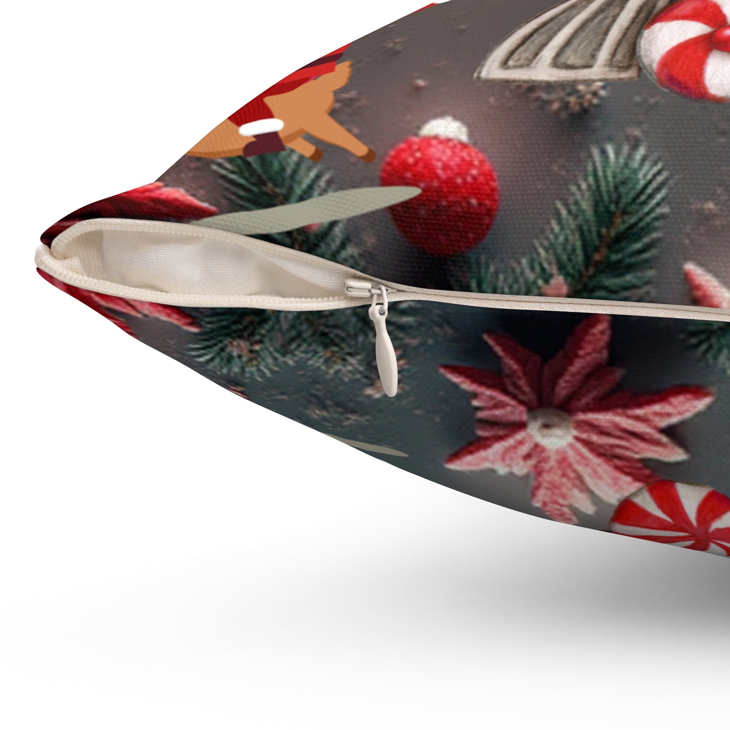 Santa, Reindeer & Candy Cane Christmas Train Pillow