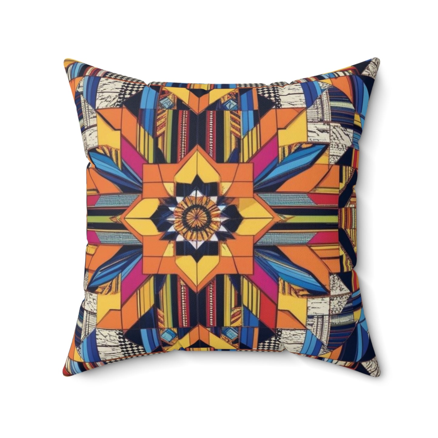 Boho Geometric Colorful Mandala Accent Star Cushion Throw Pillow
