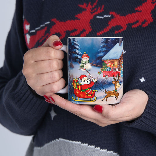 Christmas Cabin 'Ho Ho Ho' Winter Scene Gift Mug