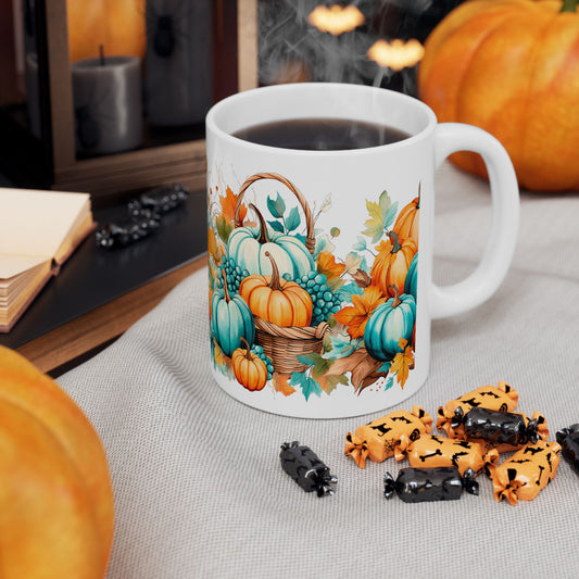 Autumn Pumpkin Teal & Orange Gift Mug
