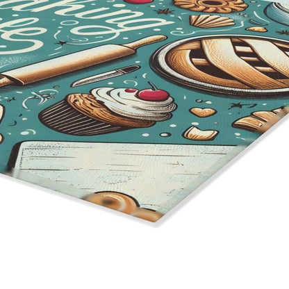‘Baking Life’ Kitchen Glass Cutting Board.