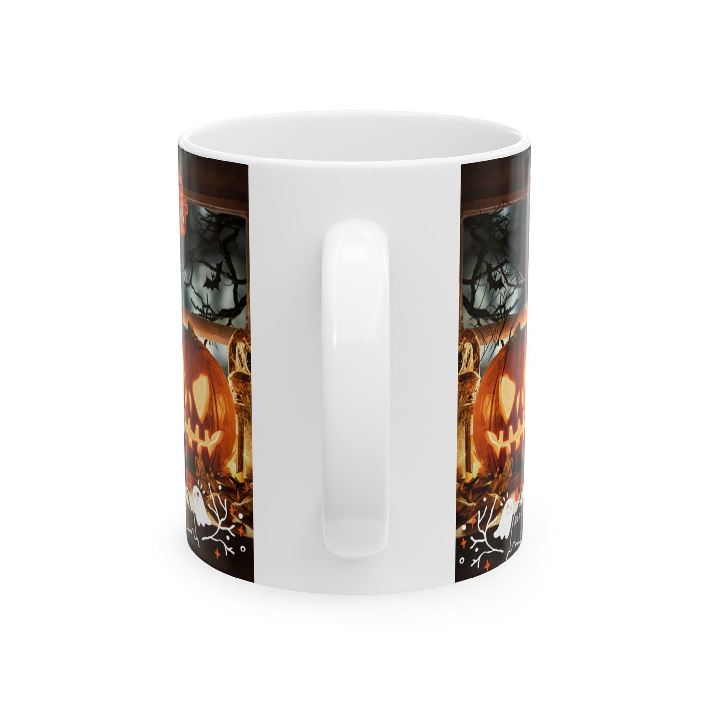 แก้วเซรามิกธีมฮาโลวีน แก้วกาแฟสุดหลอน ดีไซน์ผีและฟักทอง ของตกแต่งฤดูใบไม้ร่วง ไอเดียของขวัญฮาโลวีน