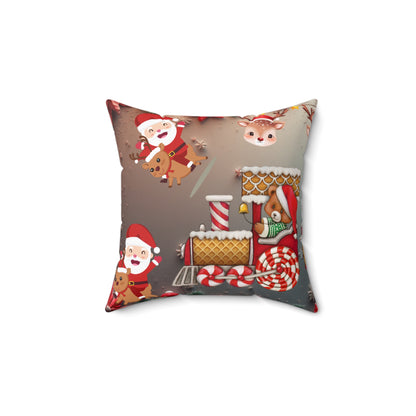 Santa, Reindeer & Candy Cane Christmas Train Pillow