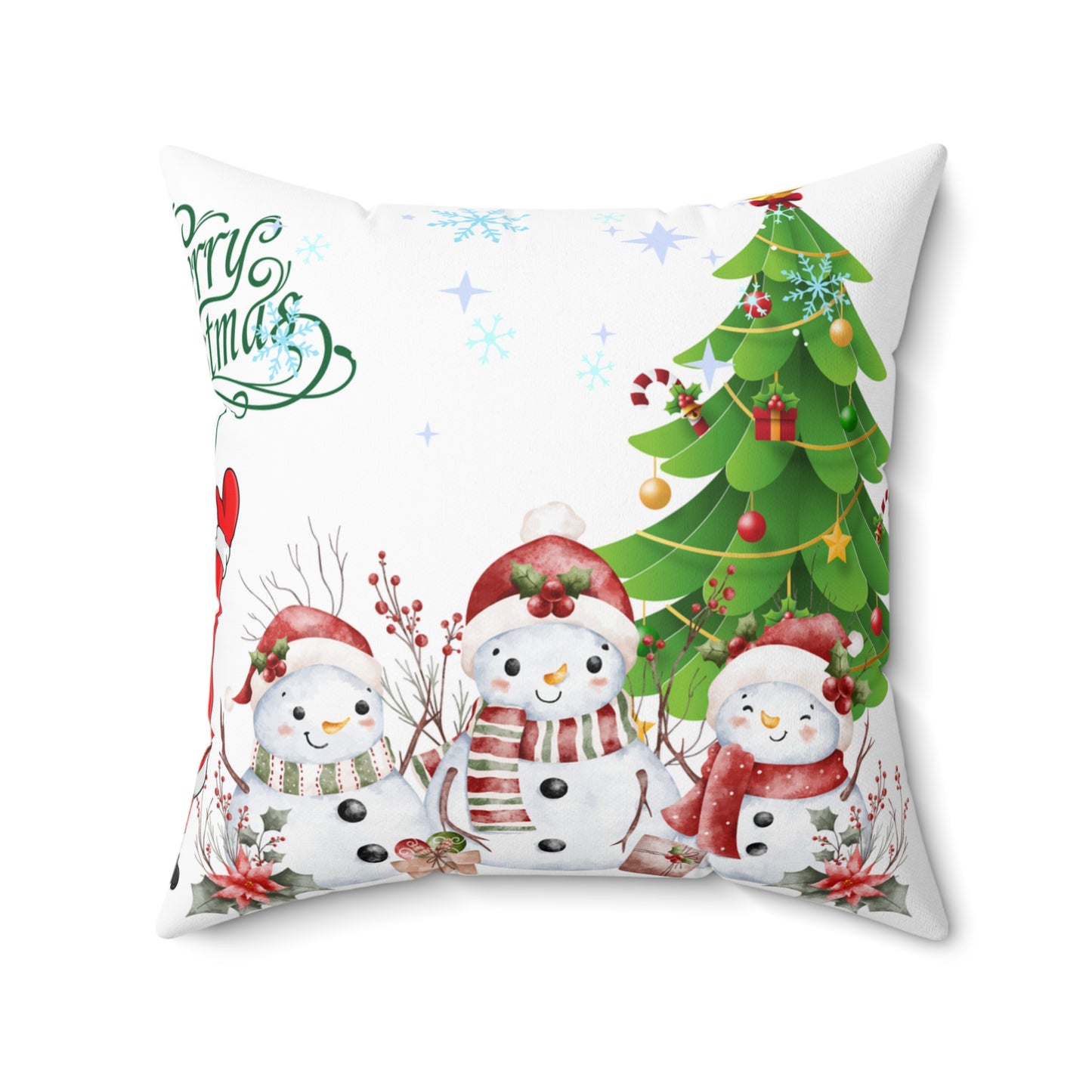 Christmas Snowman Family Festive Pillow