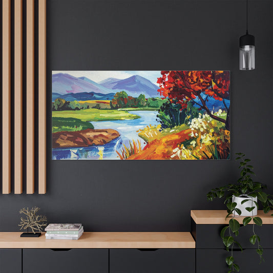 Satin Canvas Wall Art, Rustic Farm Scene, Vintage Home Decor, Unique Art Piece, Wall Hanging for Living Room, Nature Lovers Gift