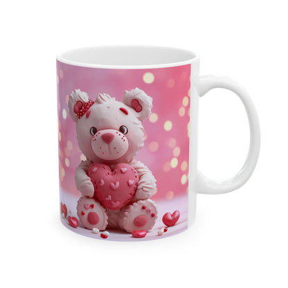 Valentine Pink Heart Teddy Bear Gift Mug