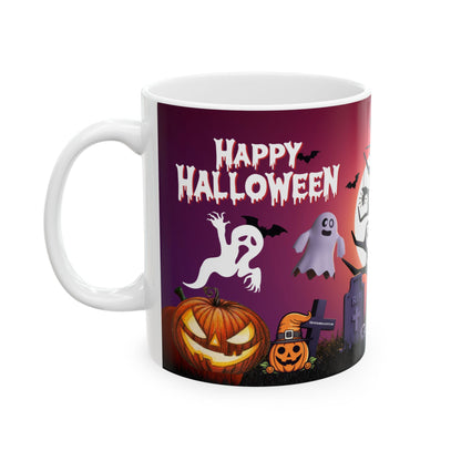 แก้วเซรามิกฮาโลวีนสุดหลอน แก้วกาแฟฮาโลวีน แก้วลายแม่มด ของขวัญวันฮัลโลวีน ลายผีและฟักทอง