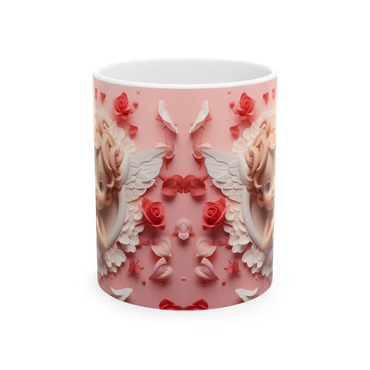 Cupid Angel Valentine’s Day Rose Pattern Gift Mug
