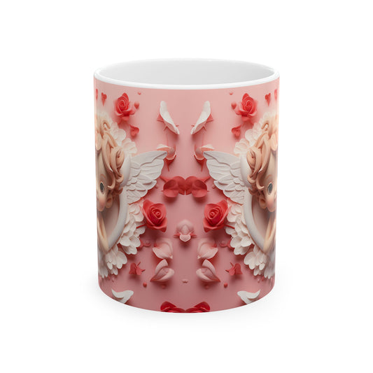 Cupid Angel Valentine’s Day Rose Pattern Gift Mug