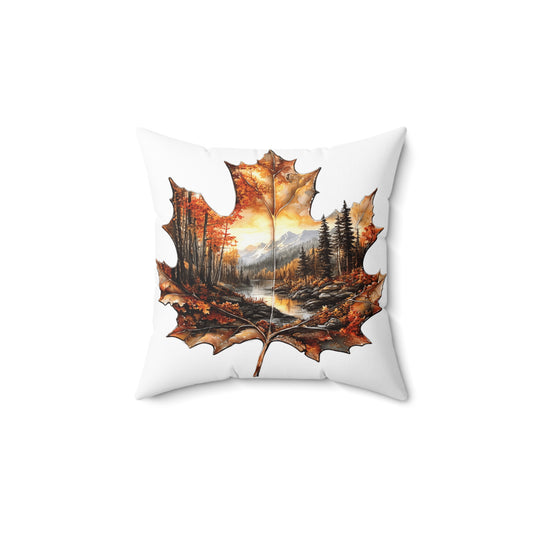 Autumn Scenic Maple Leaf Decor Throw Pillow