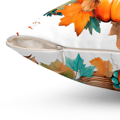 Autumn Teal & Orange Pumpkin Harvest Decorative Throw Pillow