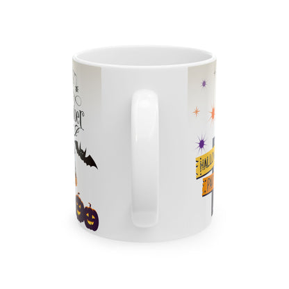 แก้วเซรามิกฮาโลวีน แก้วกาแฟชาสุดหลอน ลายผีฟักทอง ของตกแต่งบ้านฤดูใบไม้ร่วง ของขวัญธีมฮาโลวีน