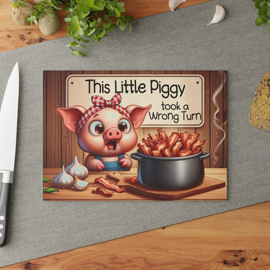"This Little Piggy Took a Wrong Turn" Kitchen Glass Cutting Board.