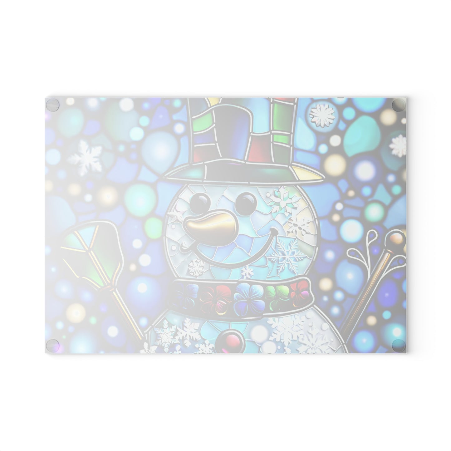 Snowman Stained-Glass Glass Cutting Board
