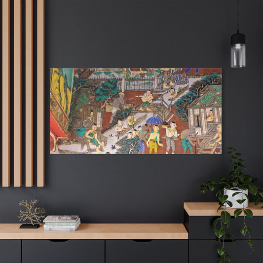 Satin Canvas Wall Art, Rustic Farm Scene, Vintage Home Decor, Unique Art Piece, Wall Hanging for Living Room, Nature Lovers Gift