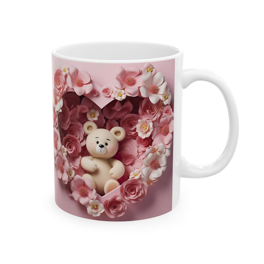 Romantic Roses Floral Heart Gift Mug