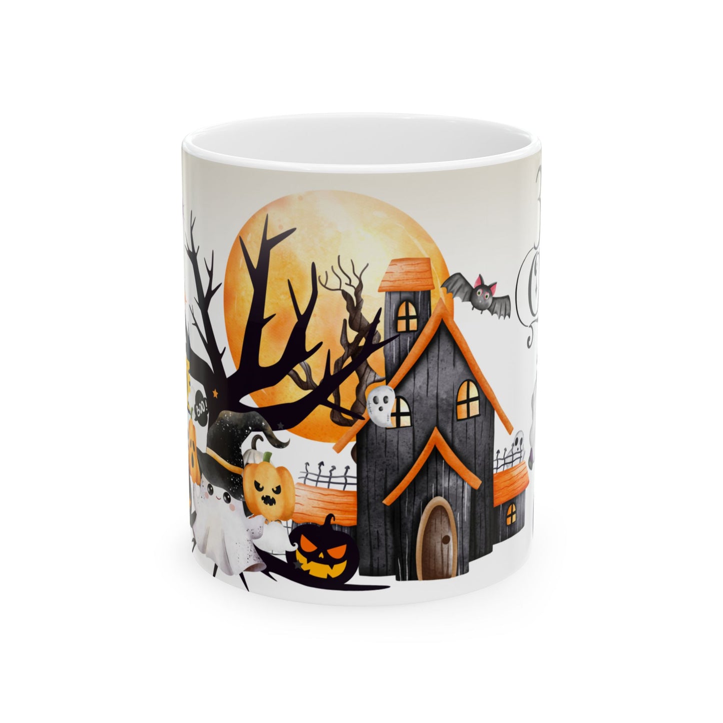 แก้วเซรามิกฮาโลวีน แก้วกาแฟชาสุดหลอน ลายผีฟักทอง ของตกแต่งบ้านฤดูใบไม้ร่วง ของขวัญธีมฮาโลวีน