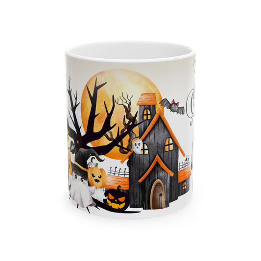 แก้วเซรามิกฮาโลวีน แก้วกาแฟชาสุดหลอน ลายผีฟักทอง ของตกแต่งบ้านฤดูใบไม้ร่วง ของขวัญธีมฮาโลวีน