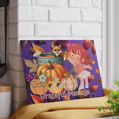 Little Helper Grateful Miracle Autumn and Kids Decor Kitchen Glass Cutting Board.