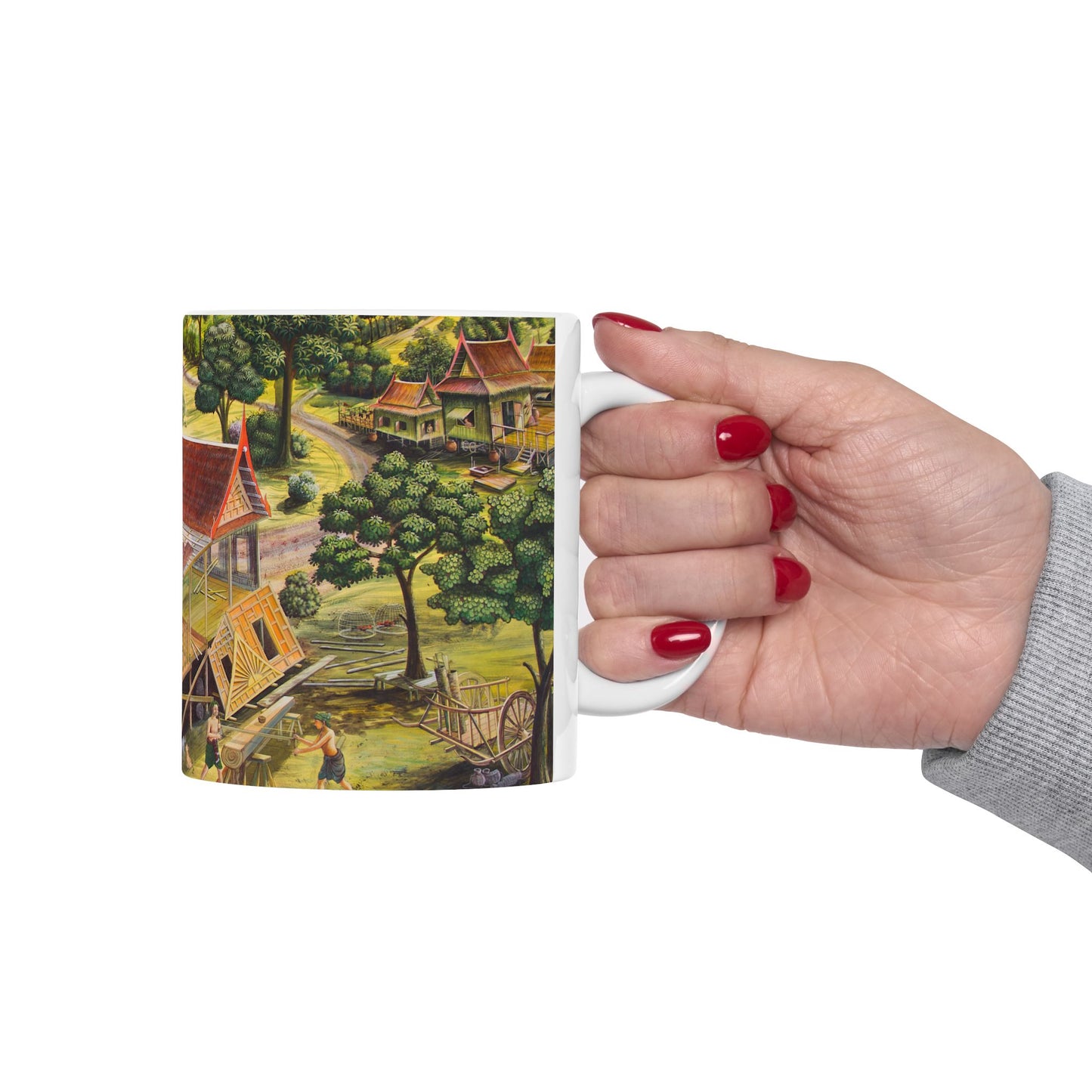 Vintage Thai Village Scene Gift Mug