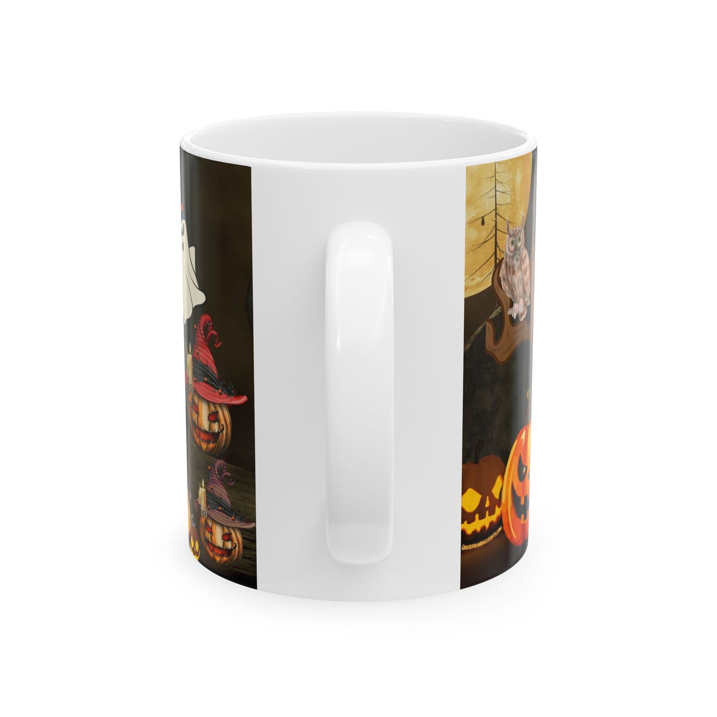 แก้วเซรามิกลายฮาโลวีน - ดีไซน์ Spooky Night แก้วกาแฟ ของขวัญสำหรับคนรักฮาโลวีน แก้วเครื่องดื่มสุดสนุกสำหรับตกแต่งเทศกาล Trick-or-Treat