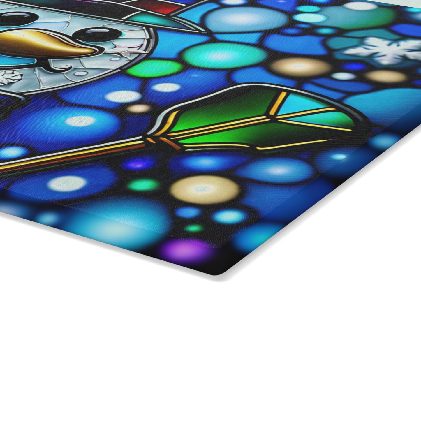 Snowman Stained-Glass Glass Cutting Board