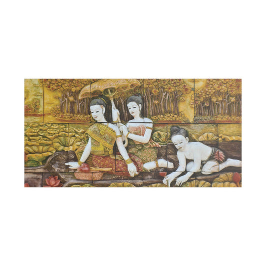 Satin Canvas Wall Art, Rustic Farm Scene, Vintage Home Decor, Unique Art Piece, Wall Hanging for Living Room, Nature Lovers Gift