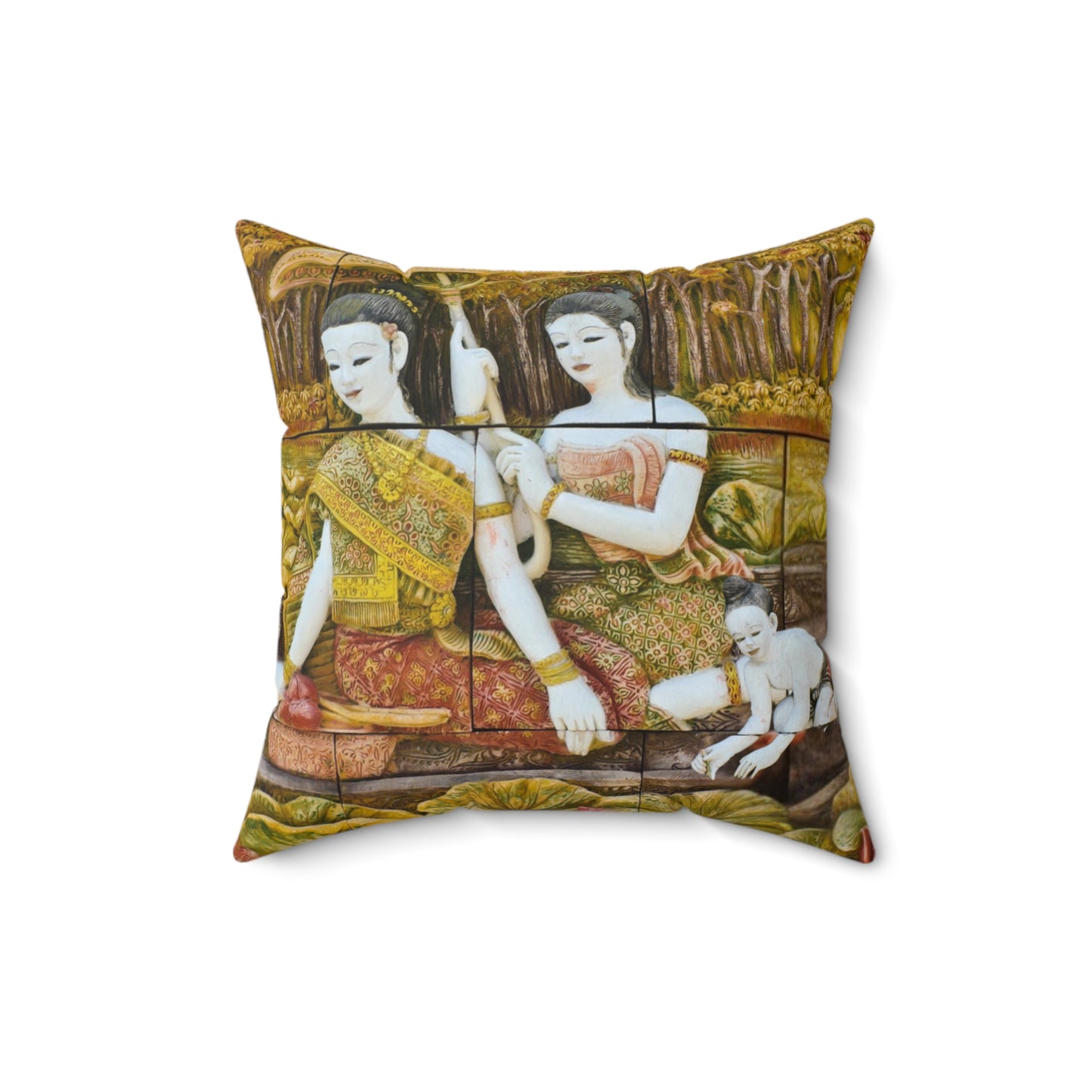 Traditional Thai Mural Art Decorative Pillow