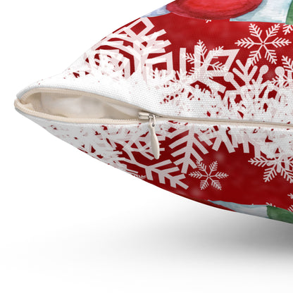 Gift-Holding Santa Merry Christmas Throw Pillow