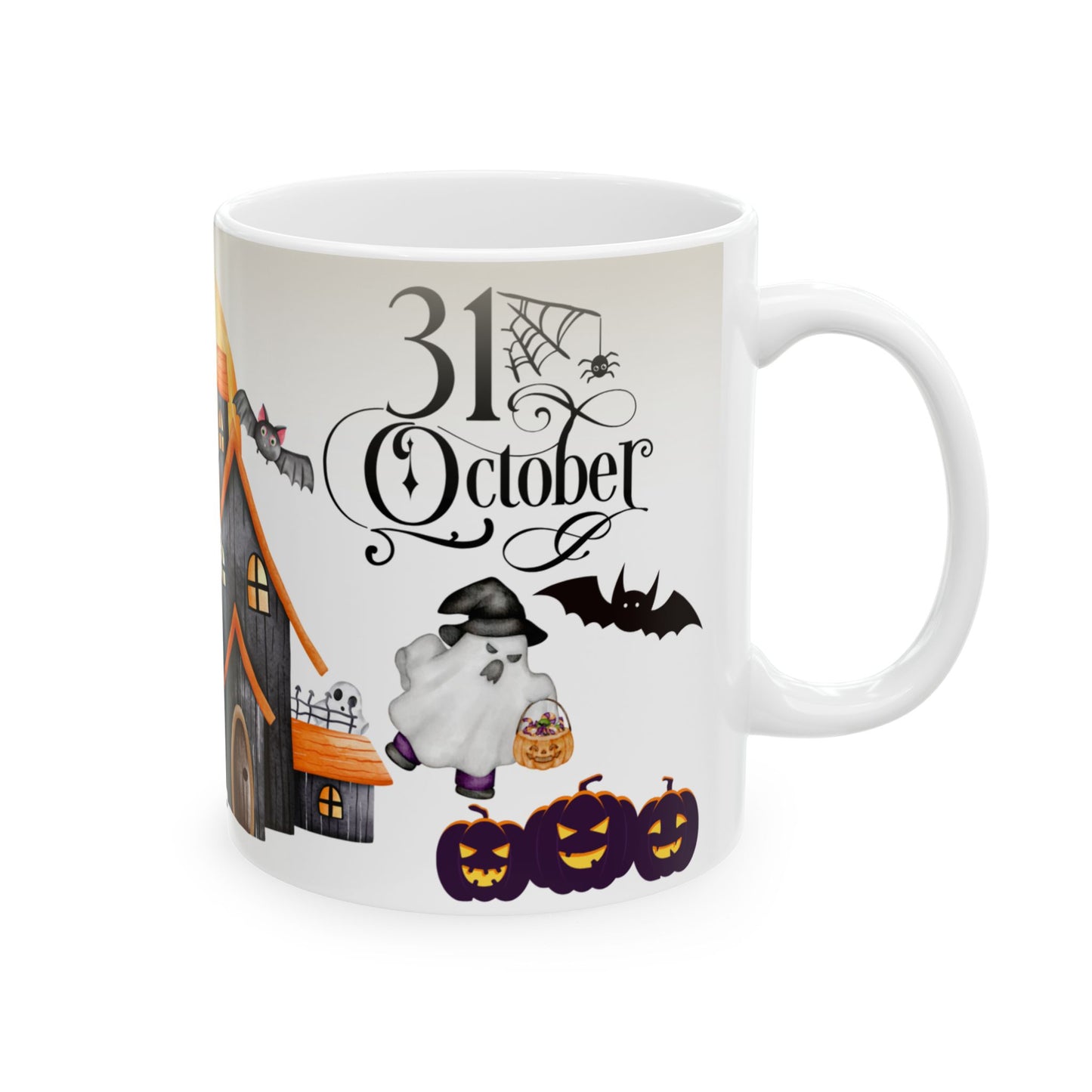 แก้วเซรามิกฮาโลวีน แก้วกาแฟชาสุดหลอน ลายผีฟักทอง ของตกแต่งบ้านฤดูใบไม้ร่วง ของขวัญธีมฮาโลวีน