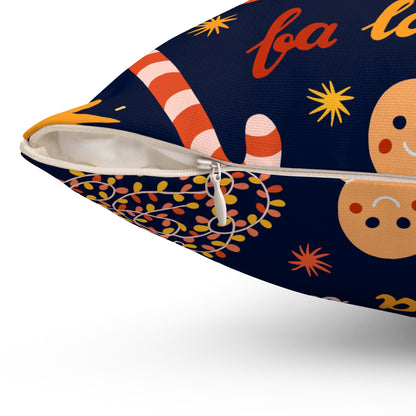 Candy Cane, Gingerbread & Lights Holiday Pillow.