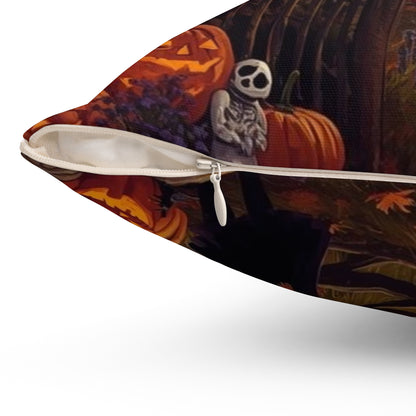 Halloween Square Pillow, Cozy Home Decor, Spooky Holiday Accent, Decorative Cushion, Autumn Vibes, Gift for Halloween Lovers