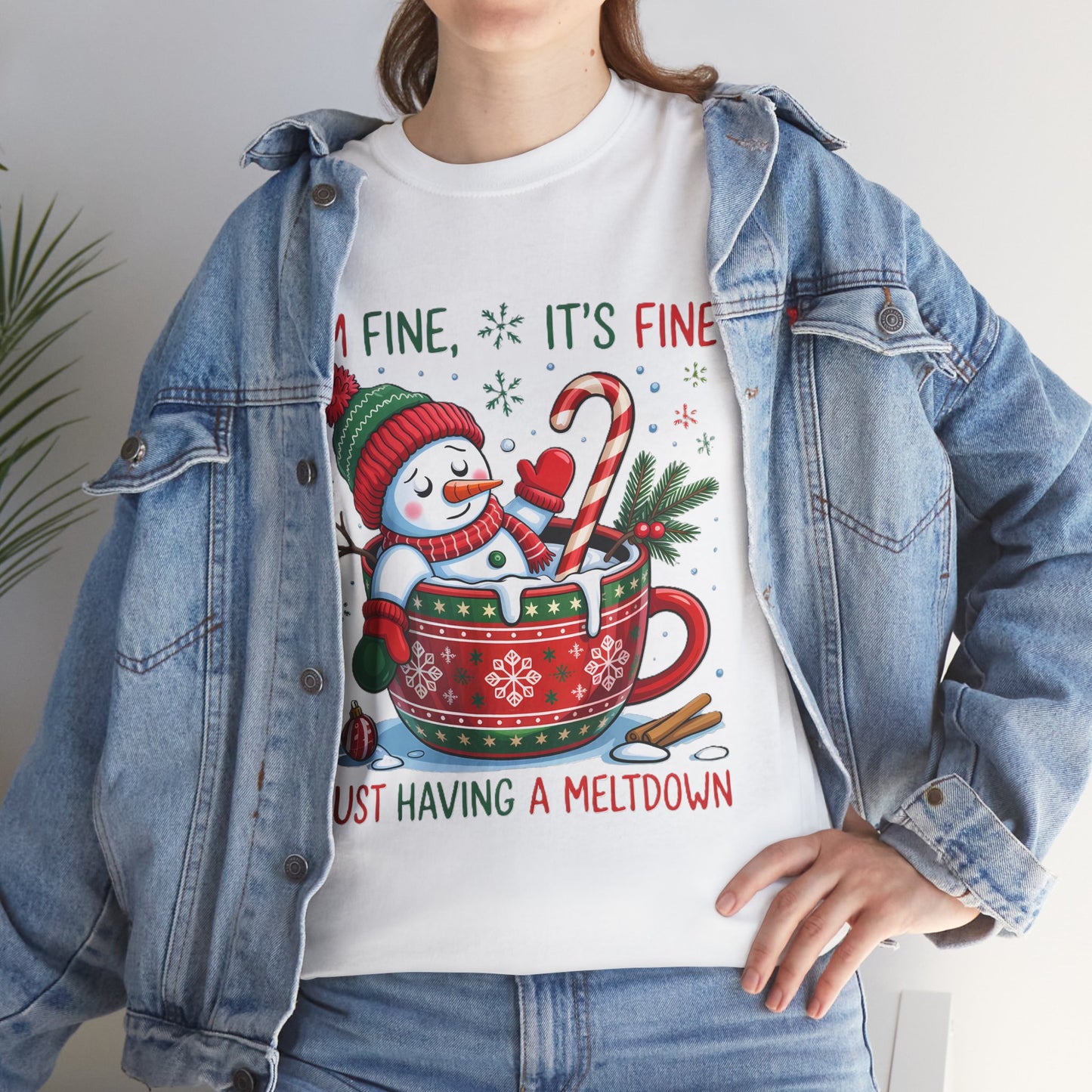 Funny Christmas T-Shirt. "I'm Fine, It's Fine Just Having a Meltdown" Snowman Holiday Tee.