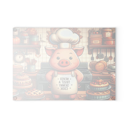 "Never Trust a Skinny Cook" Kitchen Glass Cutting Board.